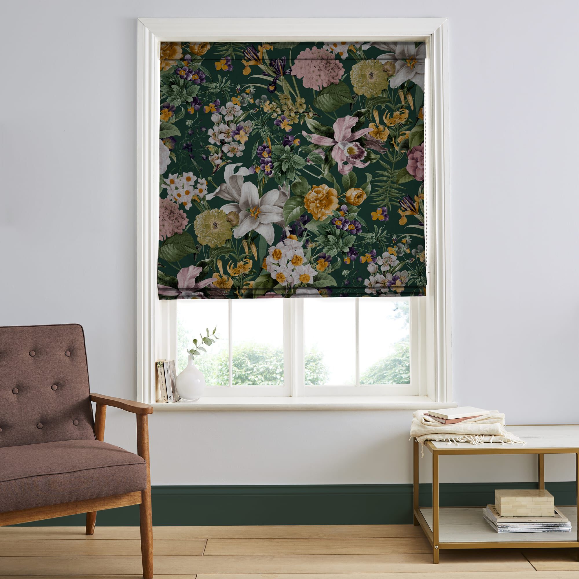 Glasshouse Flora Emerald Roman Blind
