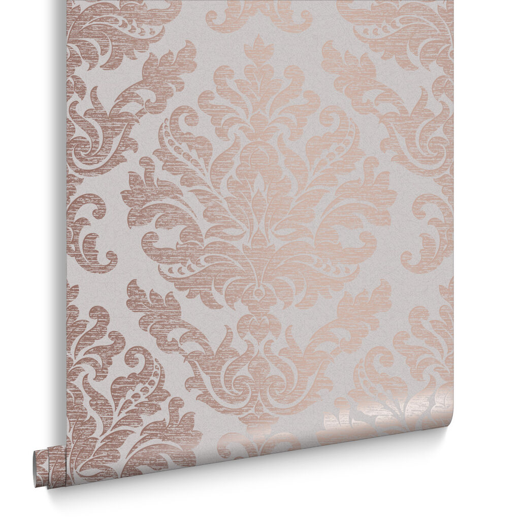 Antique Taupe & Rose Gold Wallpaper