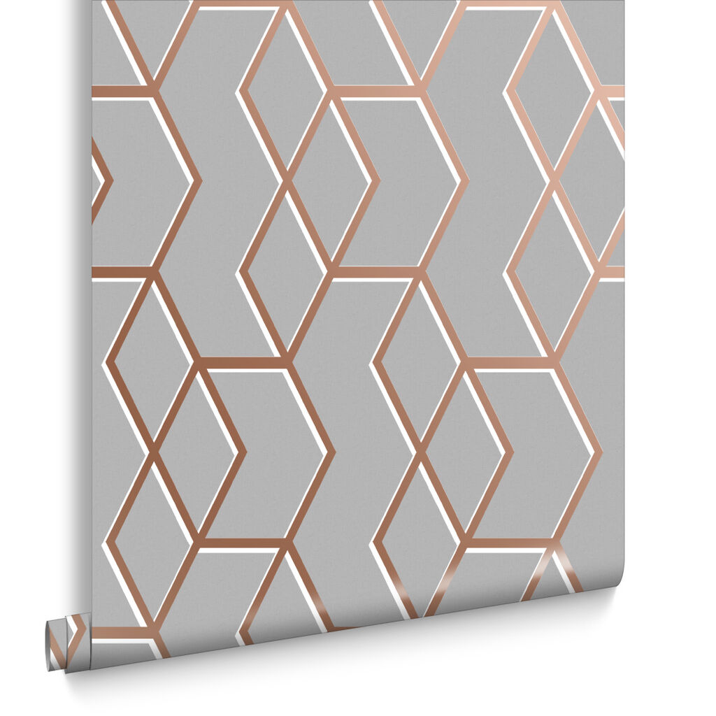 Archetype Grey & Rose Gold Wallpaper