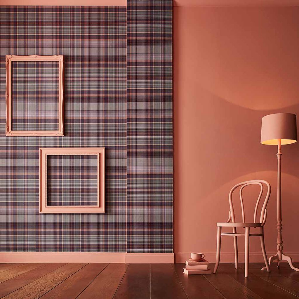Heritage Plaid Plum Wallpaper
