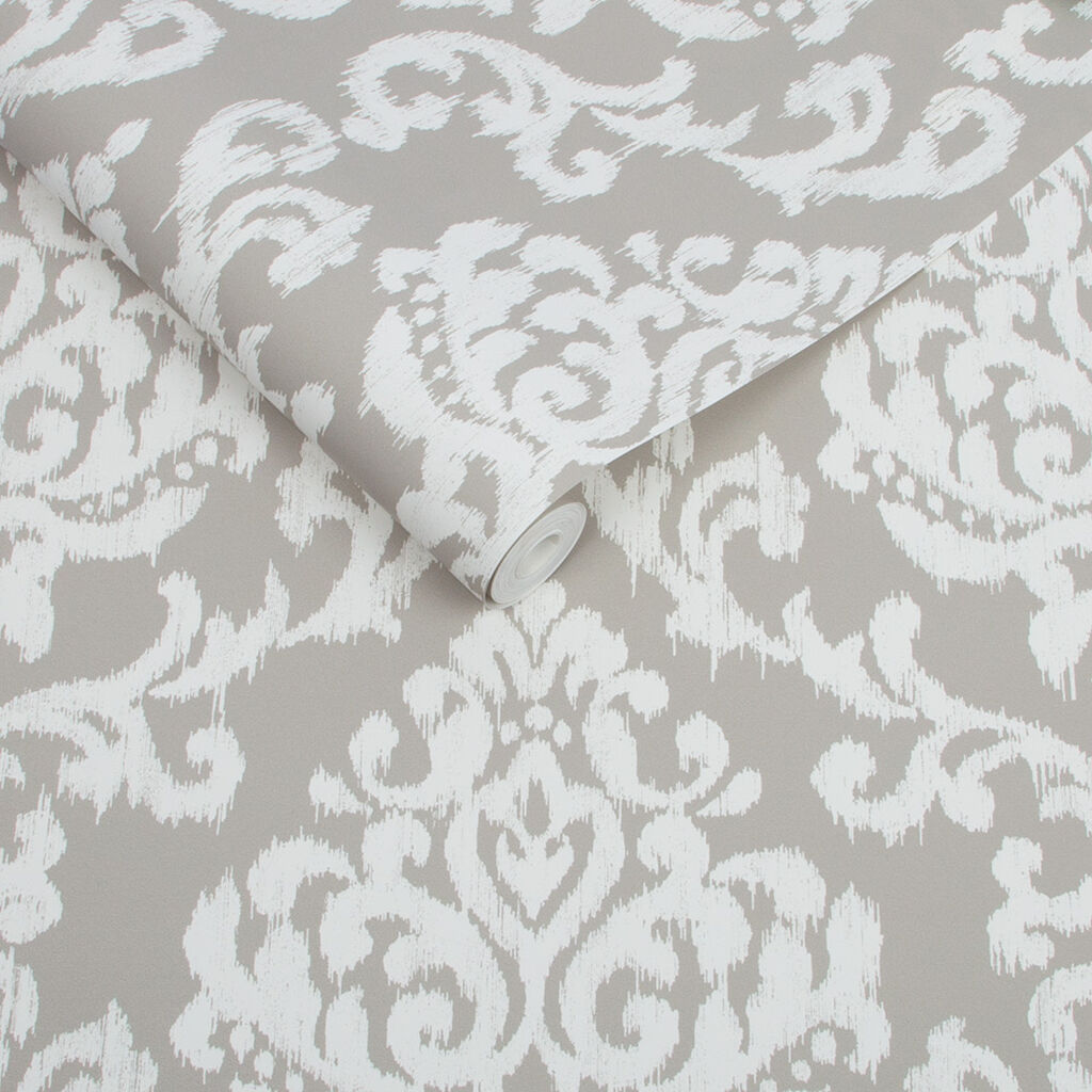 Indian Ink Damask Stone Wallpaper