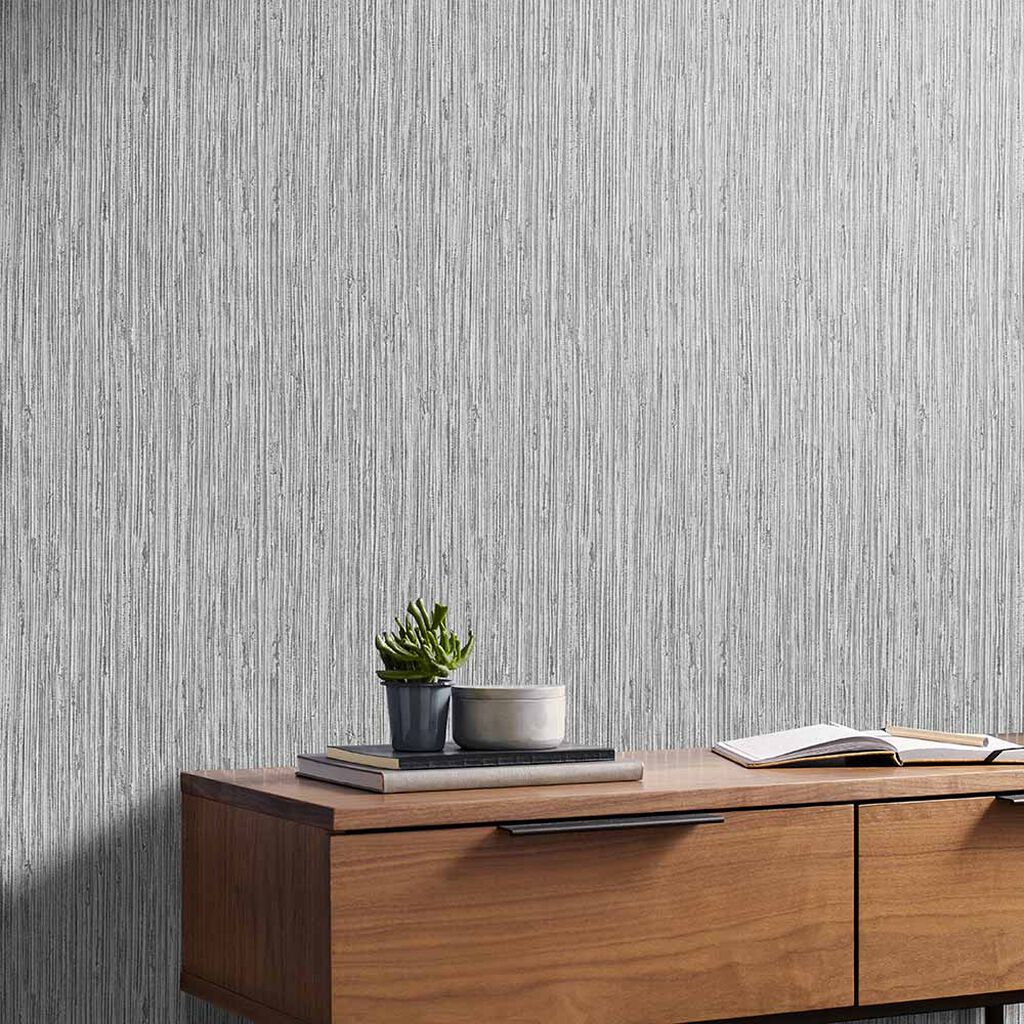 Grasscloth Texture Grey Wallpaper