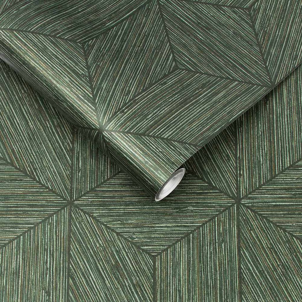 Grasscloth Geo Pine Wallpaper