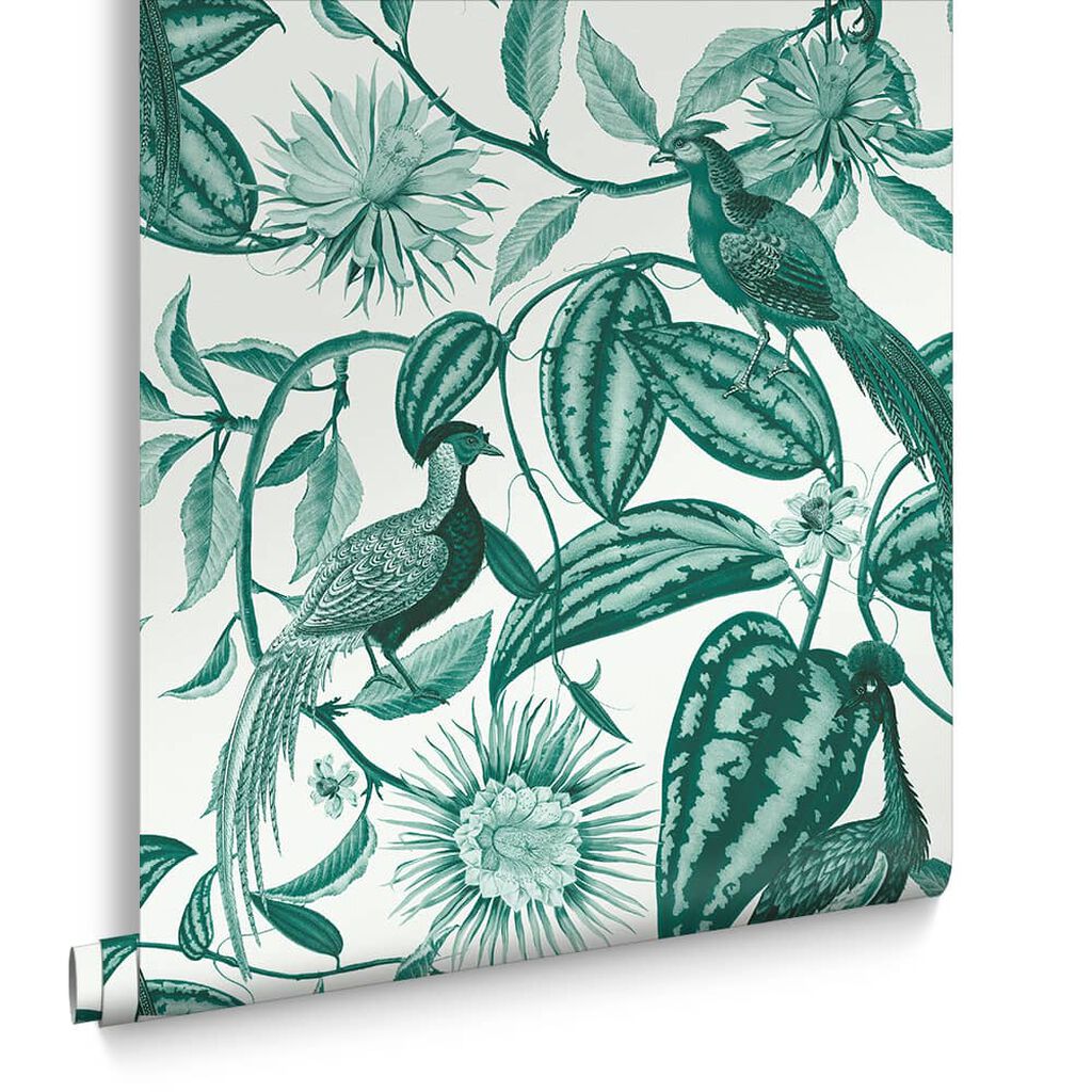 Amherst's Garden Teal Wallpaper