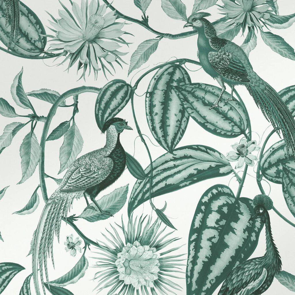 Amherst's Garden Teal Wallpaper