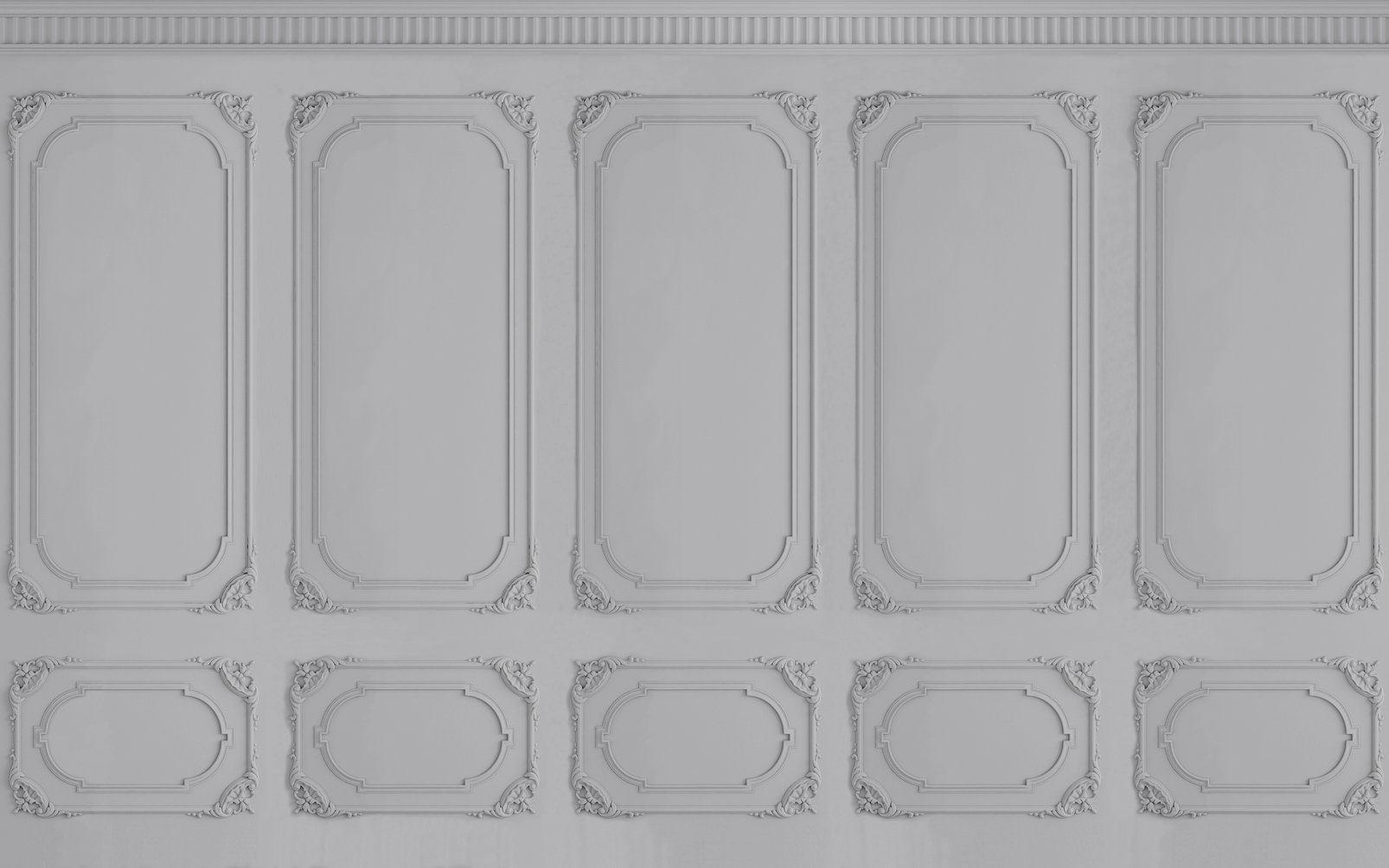 Ornate Panelling Shadow Grey Bespoke Mural - 111785_TILE_01.jpg