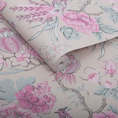 Chinoiserie Pink Linen Wallpaper