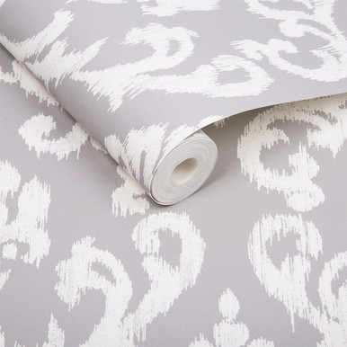 Indian Ink Damask Grey Mist Wallpaper