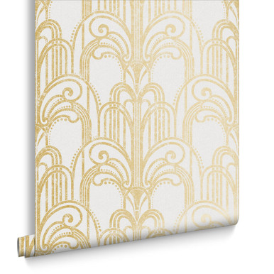 Art Deco Gold and Pearl Wallpaper