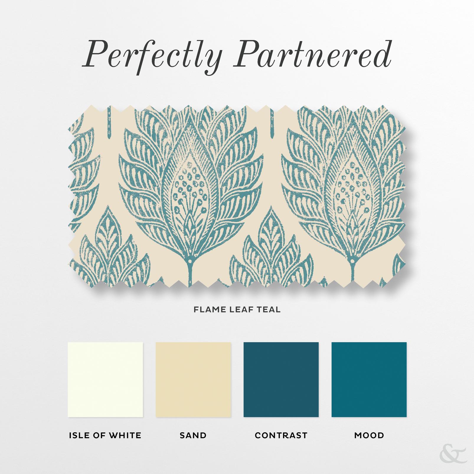 Flame Leaf Teal Roller Blind - 142579rol_COORDINATES_01.jpg