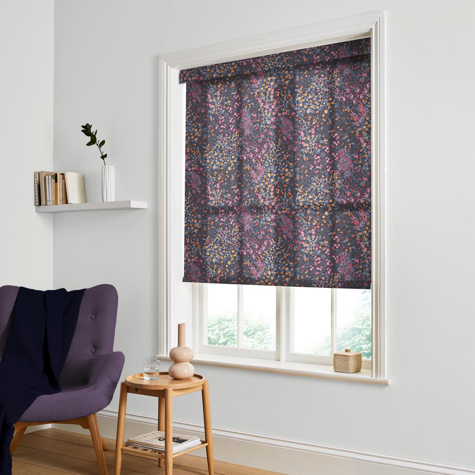 Painterly Flora Blue and Pink Roller Blind - 142627rol_ROOMSET_01.jpg
