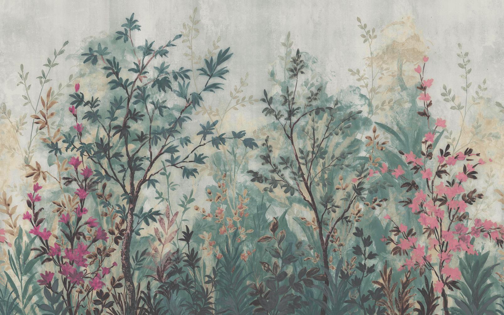Forest in Bloom Teal & Pink Bespoke Mural - 142993_TILE_01.jpg