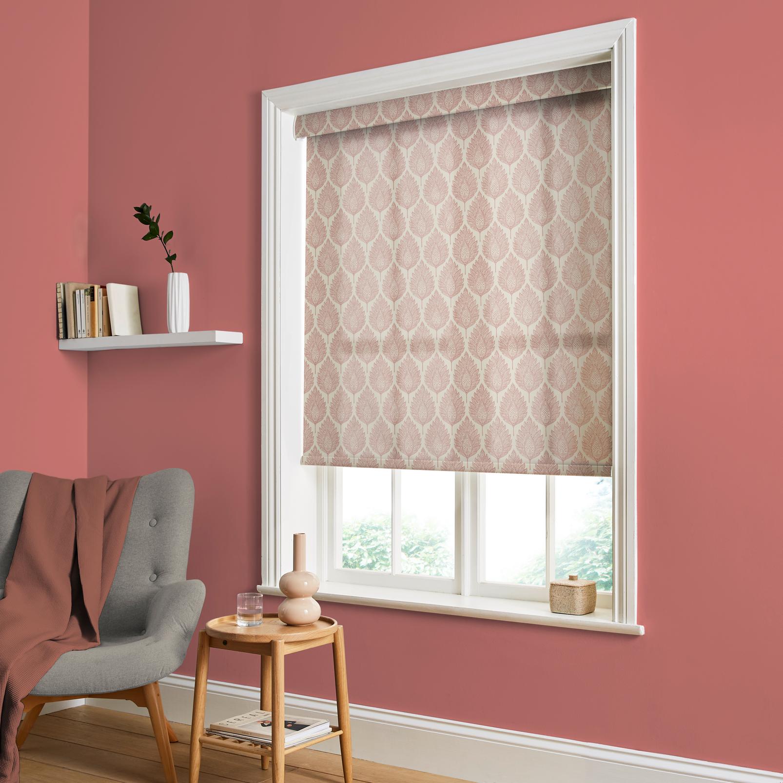 Flame Leaf Pink Roller Blind - 142573rol_ROOMSET_01.jpg