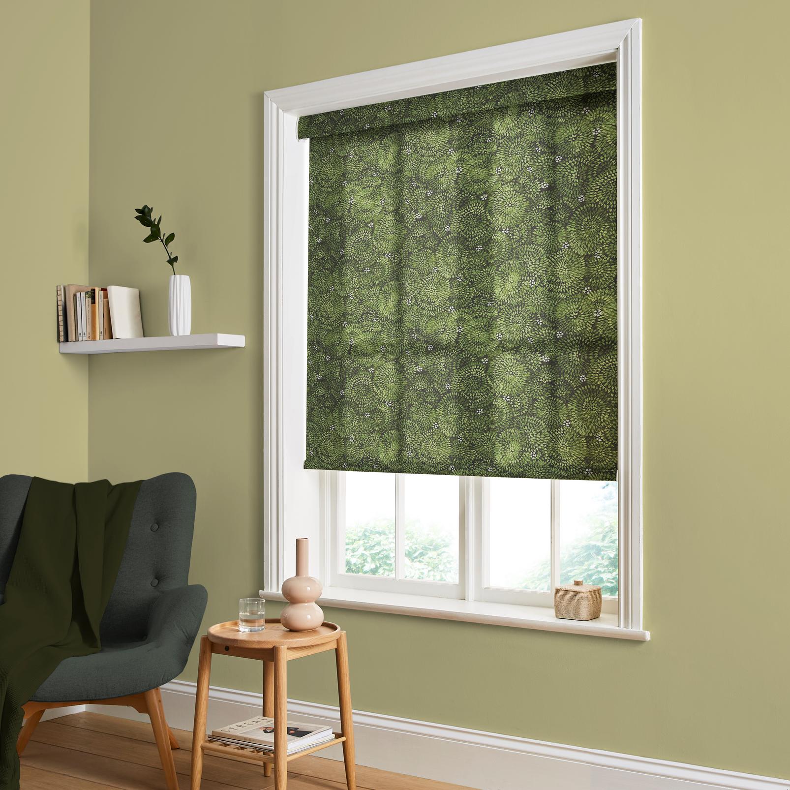 Above the Canopy Bottle Green Roller Blind - 142588rol_ROOMSET_01.jpg